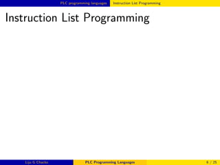 PLC Programming Languages | PDF