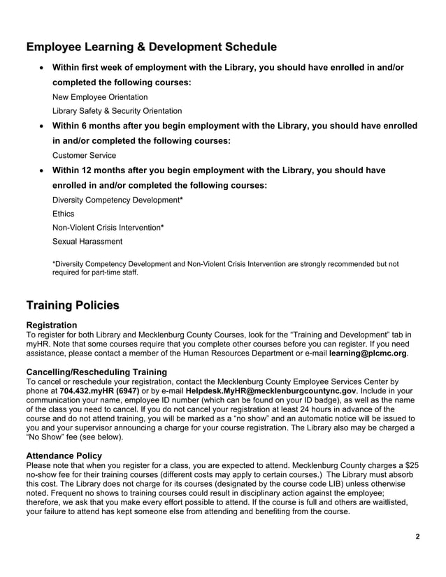 PLCMC Employee Learning & Development Curriculum 20092010 PDF