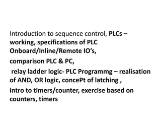 PLC Programming - Working, Specifications of PLC | PDF