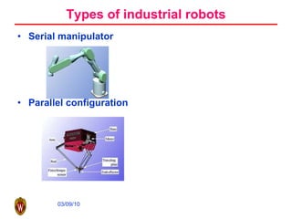 Types of industrial robots Serial manipulator Parallel configuration  