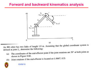 Forward and backward kinematics analysis 