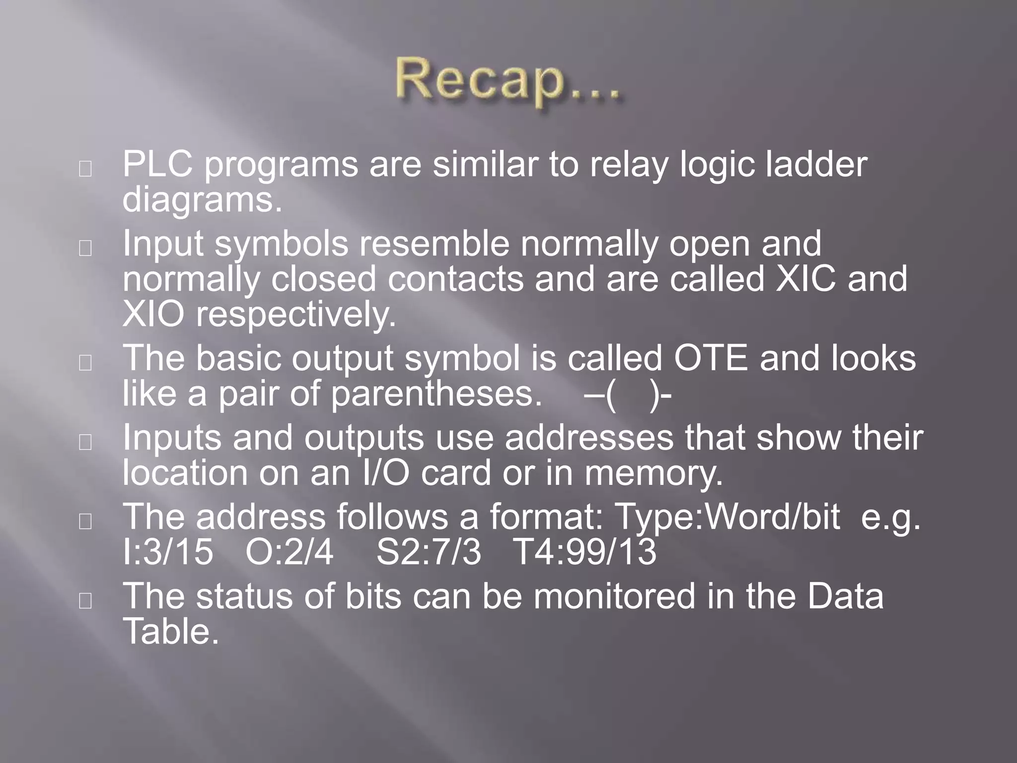 Basic PLC Symbols and Addresses in LogixPro | PPTX