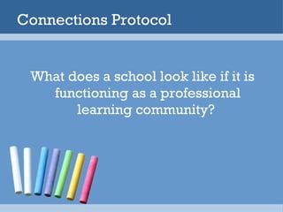 Connections Protocol What does a school look like if it is functioning as a professional learning community?  