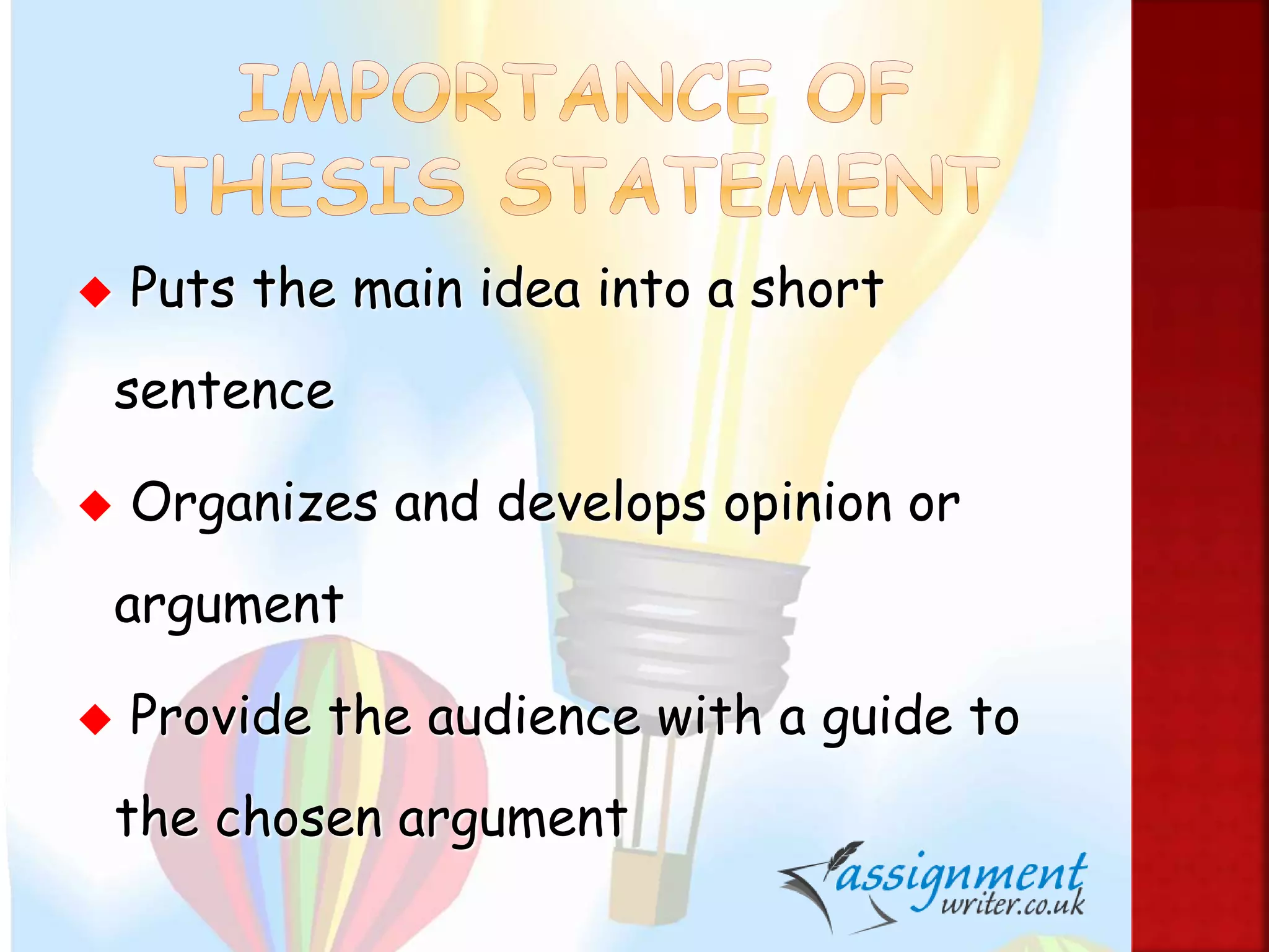 How to Develop a Thesis Statement | PPT