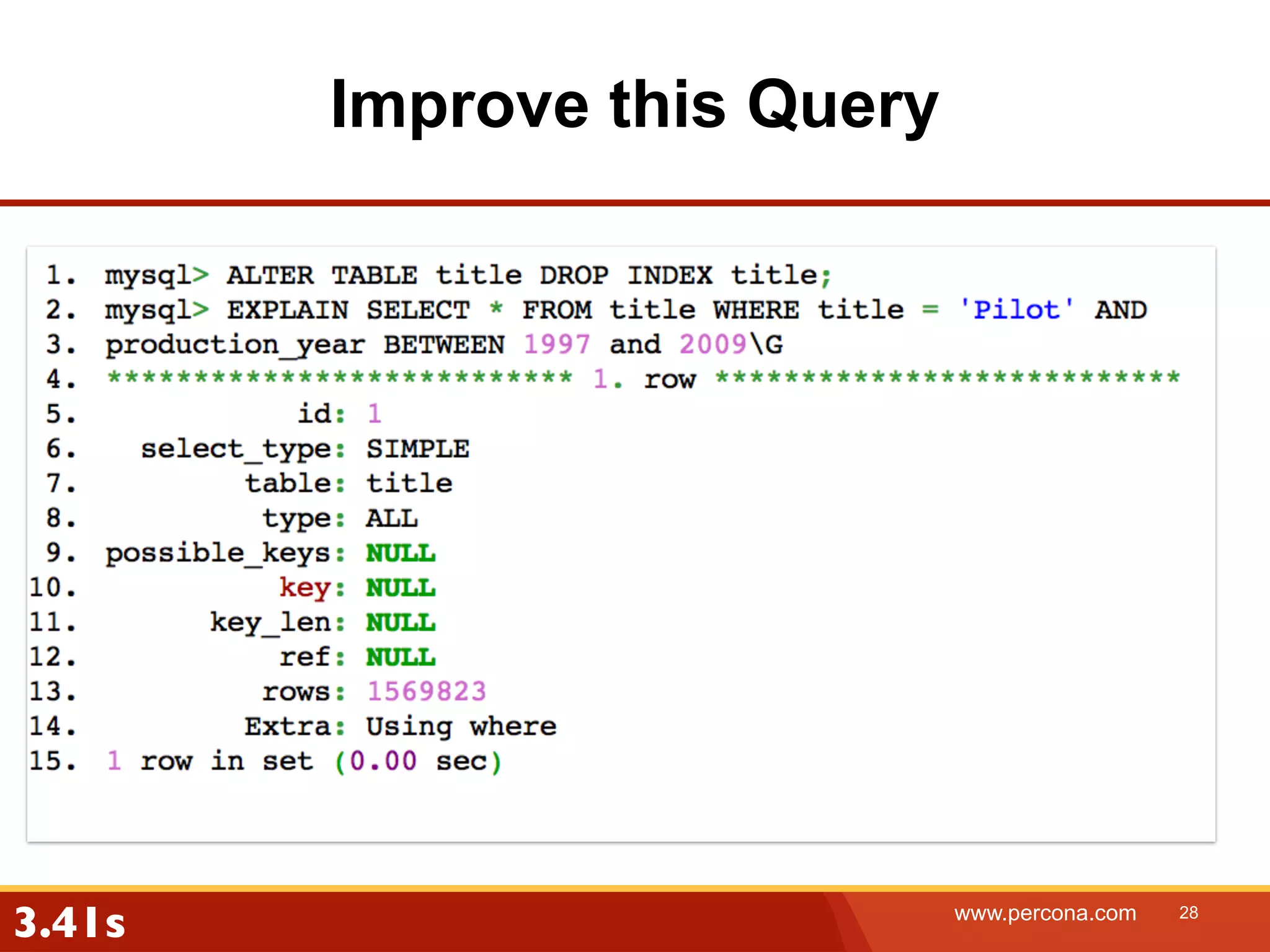 Improve this Query 3.41s www.percona.com 28 