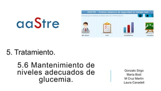 5.6 Mantenimiento de
niveles adecuados de
glucemia.
Gonzalo Sirgo
María Bodí
M Cruz Martín
Laura Canadell
5. Tratamiento.
 