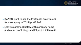 1722 September 2016
 Do YOU want to see the Profitable Growth rank
for a company in YOUR portfolio?
 Leave a comment below with company name
and country of listing…and I’ll post it if I have it
 