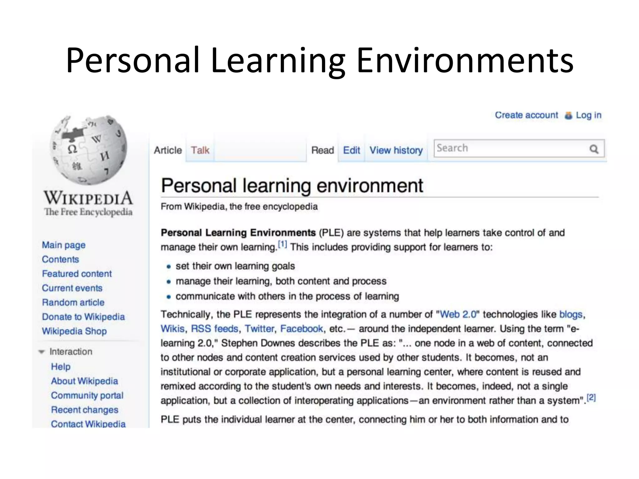 Personal Learning Environments
 