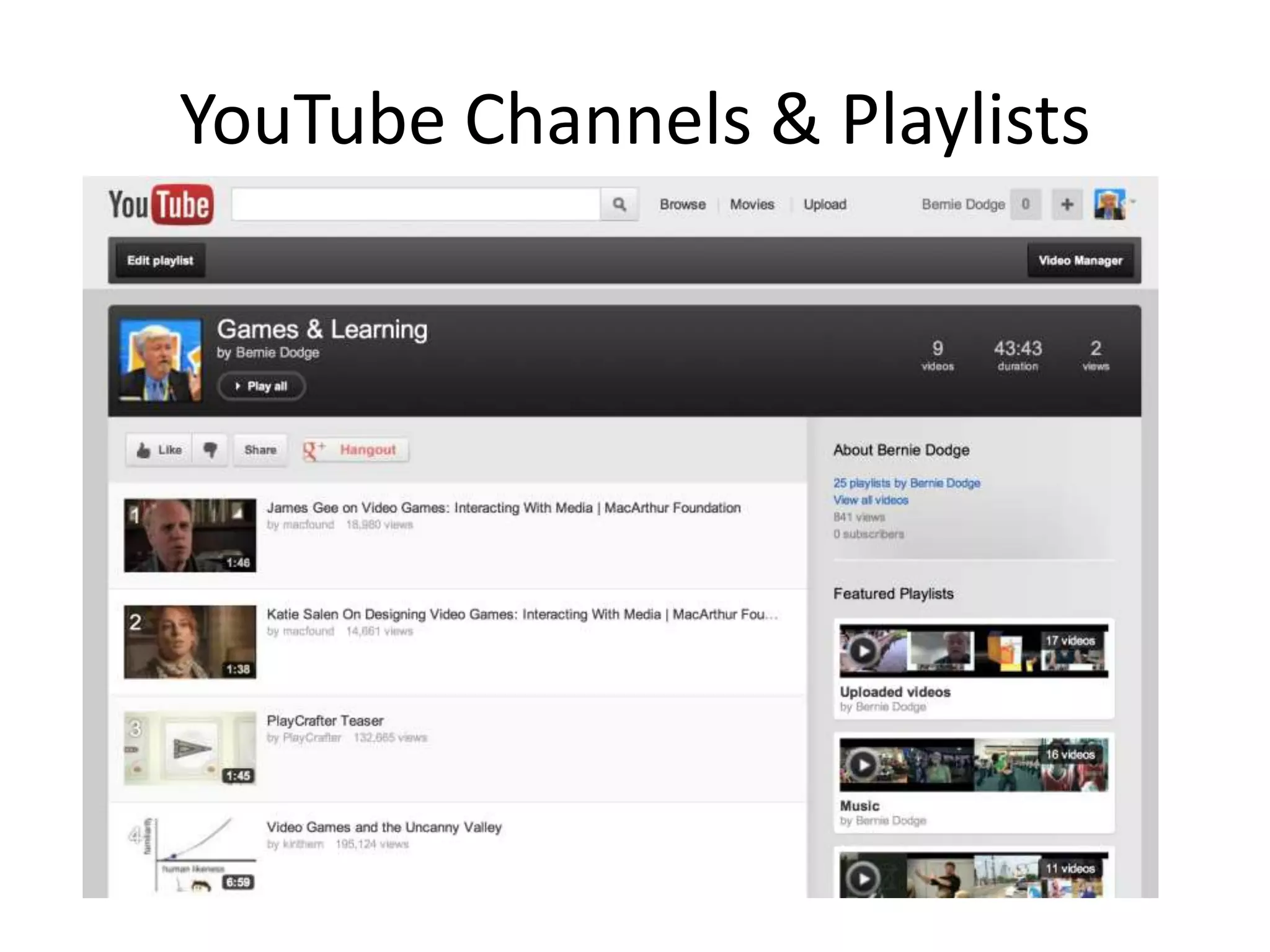 YouTube Channels & Playlists
 