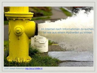 Im Internet nach Informationen zu suchen, 
Ist wie aus einem Hydranten zu trinken 
© BY Joseph Robertson http://bit.ly/10NBk1X 
 