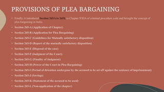 PROVISIONS OF PLEA BARGAINING
 