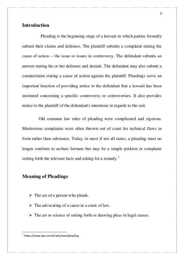 pleadings and its essentials what is pleading