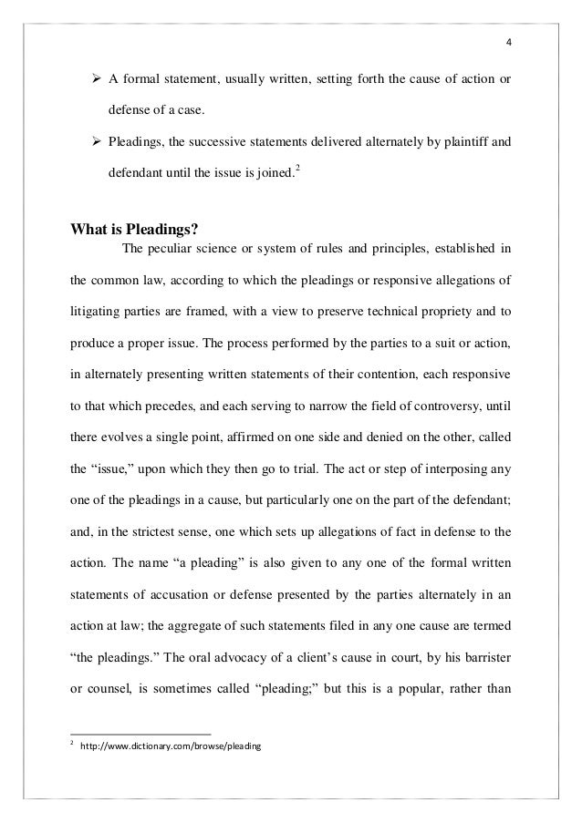 pleadings and its essentials what is pleading