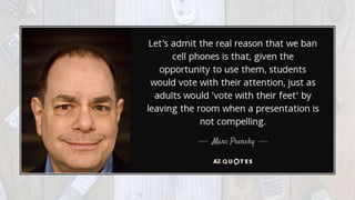 Some critics argue that texting and other digital communication
behaviour potentially diminish key social skills like effective listening:
‘We think of phones as a communication tool, but the truth is they may
be just the opposite’.
(Skenazy , L. 2009)
Other views suggest that people are adapting to new communication
norms in an increasingly digital world, learning to ‘quickly attend to,
process, and respond to multiple and sometimes simultaneous
messages’.
(Davidson, K. N. 2011)
 