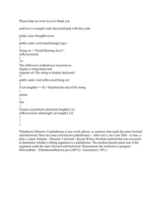 Please help me write in java! thank you and here is example code that.docx