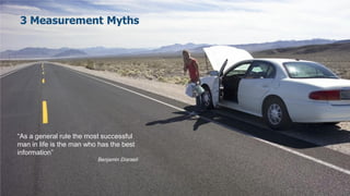 3 Measurement Myths




“As a general rule the most successful
man in life is the man who has the best
information”
                          Benjamin Disraeli
 