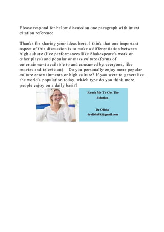 Please respond for below discussion one paragraph with intext citati | DOCX