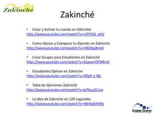Plan de TrabajoCrear Cuenta en ZakinchéDirigentes Invitan a ParticiparDirigentes Crean sus Grupos PrivadosColegios, Universidades, Sindicatos, etc… Todos Opinan y Votan en el Plebiscito OnlineBases para un Acuerdo Social por la Educación Chilena. http://zakinche.com/webApp/Zak/encuesta.php?accion=reply_poll&ie=213Se puede hacer mas de un Plebiscito Reunión para Analizar ResultadosComparar Gráficamente la Opinión de los distintos Grupos y Estamentos Sociales.