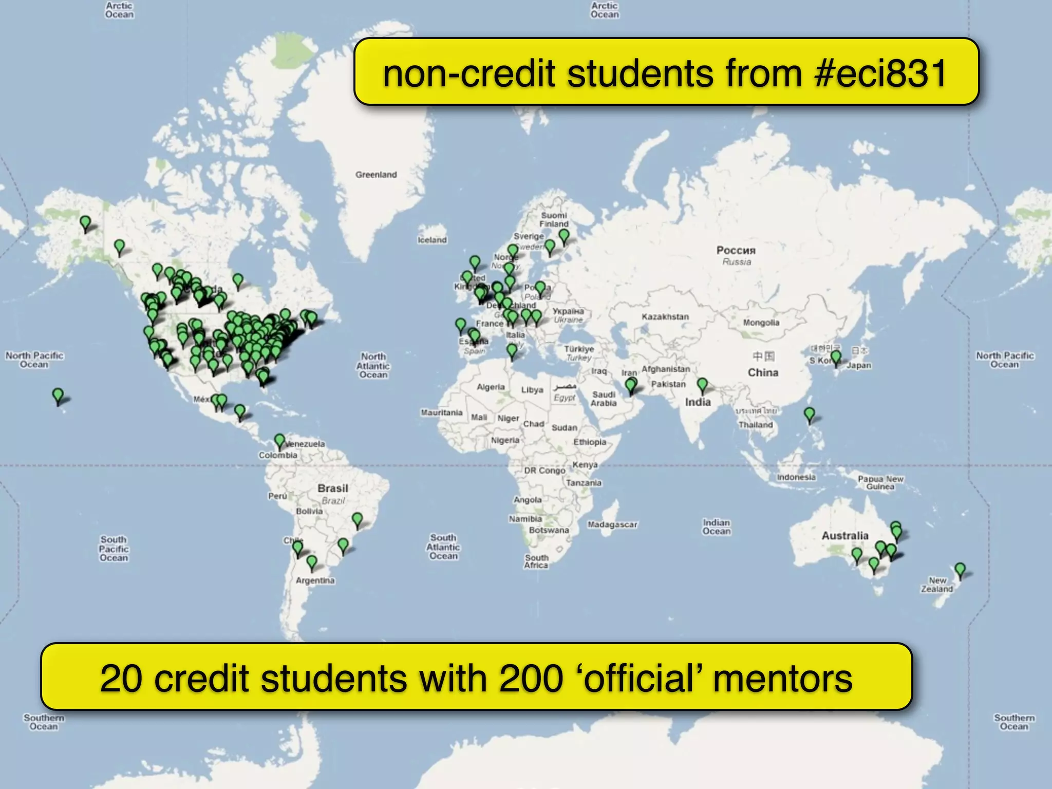 non-credit students from #eci831




20 credit students with 200 ‘ofﬁcial’ mentors
 