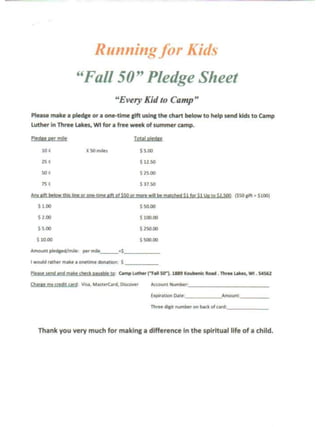 Pledge sheet