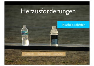 Herausforderungen
Content Beziehung Service
Klarheit schaffen
 