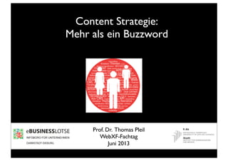 Content Strategie:
Mehr als ein Buzzword
Prof. Dr. Thomas Pleil
WebXF-Fachtag
Juni 2013
 