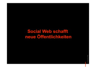 Social Web schafft
neue Öffentlichkeiten




                        © Thomas Pleil
 