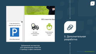 Амир Басыров www.amirbasyrov.ru
9
5. Дополнительная
разработка
Добавление мотиватора
для привлечение клиентов
к приезду в офис компании.
 