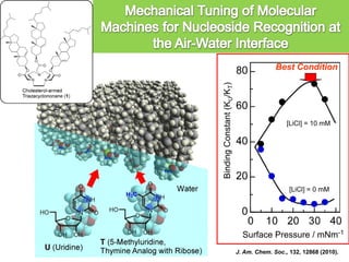 J. Am. Chem. Soc., 132, 12868 (2010).
Surface Pressure / mNm-1
BindingConstant(KU/KT)
[LiCl] = 0 mM
[LiCl] = 10 mM
Best Co...