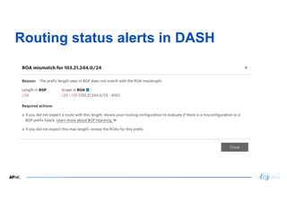 20
20
Routing status alerts in DASH
 