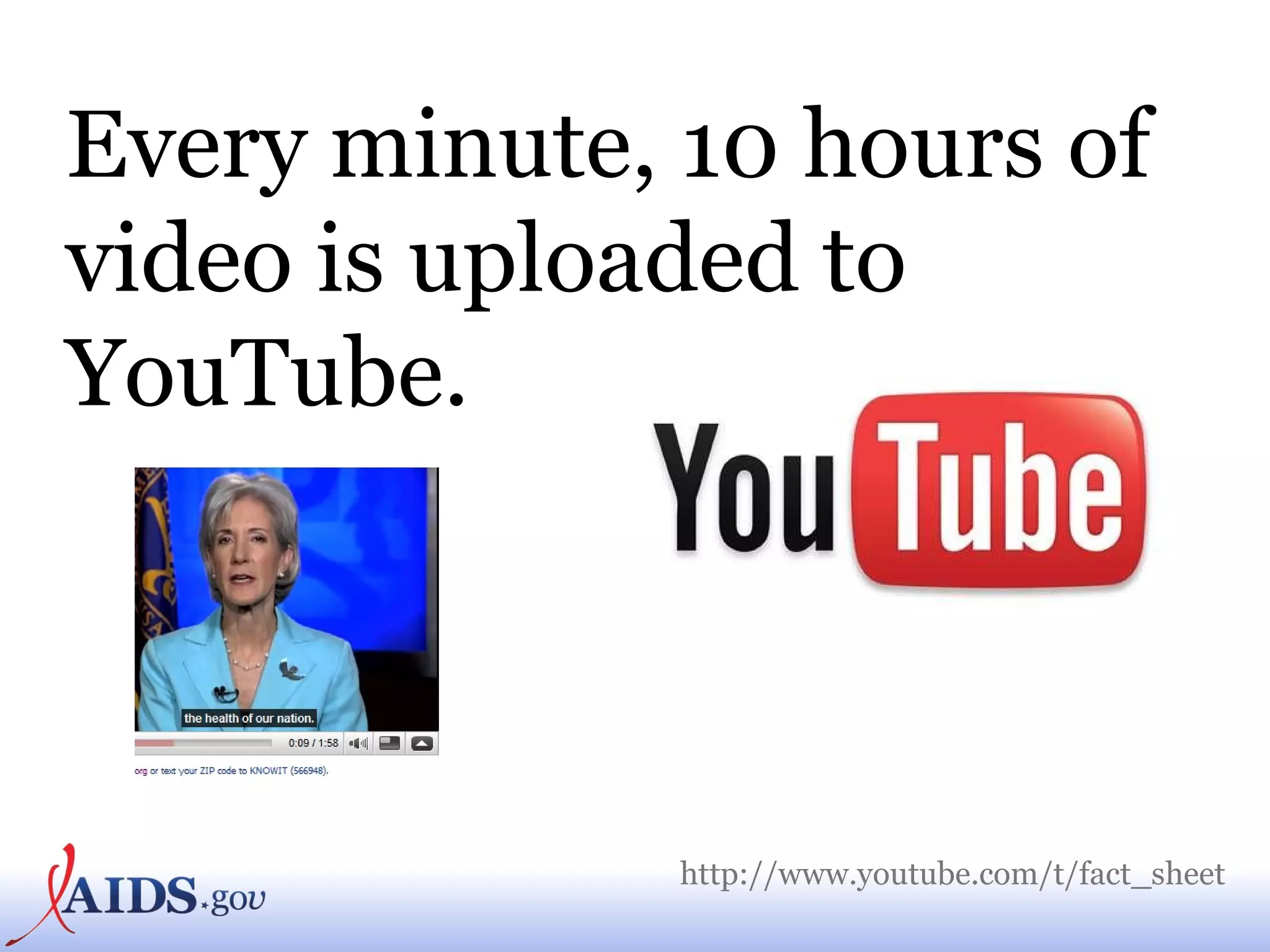 Every minute, 10 hours of video is uploaded to YouTube.   http:// www.youtube.com/t/fact_sheet   