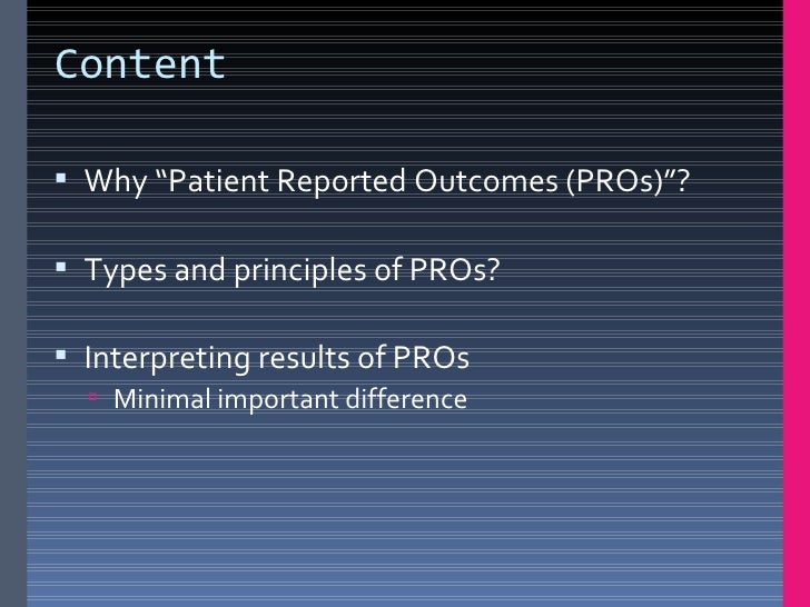 Understanding and interpretation of patient reported