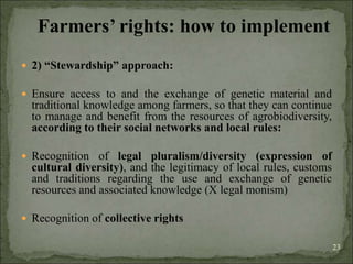 Agrobiodiversity, farmers´rights and agroforestry