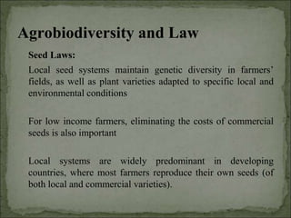 Agrobiodiversity, farmers´rights and agroforestry