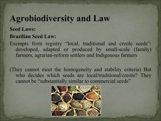 Agrobiodiversity, farmers´rights and agroforestry