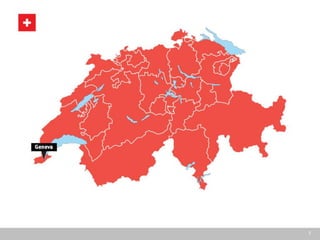 7
17 Bundesländer für den Handel? – Opportunität Schweiz
Schweiz kurz Grafisch vorstellen:
- Anzahl Einwohner (ganze Landkarte)
- Anzahl Sprachen (auf Landkarte mit Anzahl Einwohner)
- Anzahl Städte > 300K Einwohner
- Distanz (Genf bis Martina im Vergelich zu DE zB)
1. Swiss Map (alignment S.8)
a. Population 8 Mio.
b. Languages (4x / regions)
c. All cities > 100K (6 balloons)
d. Distance/airline Geneva – Ardez vs.
similar distance in Bielefled – Berlin
http://www.luftlinie.org/Bielefeld/Berli
n
 