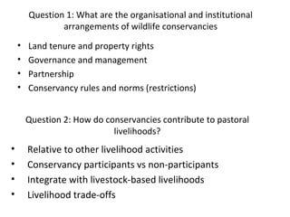 Conservation, livelihoods and privatised land: Wildlife conservancies in the Mara, Kenya