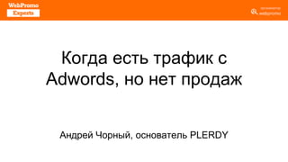 Когда есть трафик с
Adwords, но нет продаж
Андрей Чорный, основатель PLERDY
 