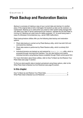 Plesk 8.2 for Windows Backup and Restore Utilities ... | PDF