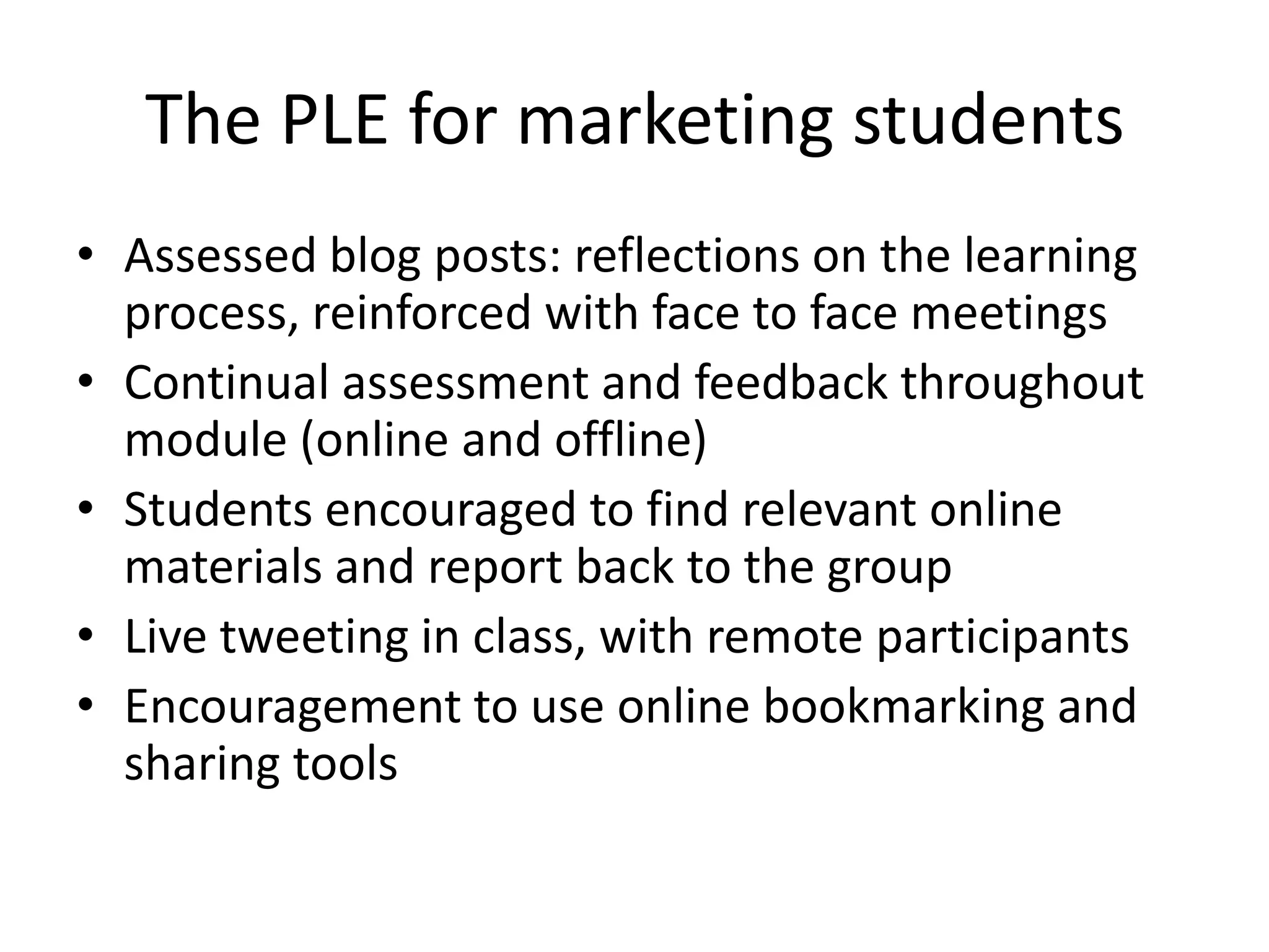 Potential scope of the PLE