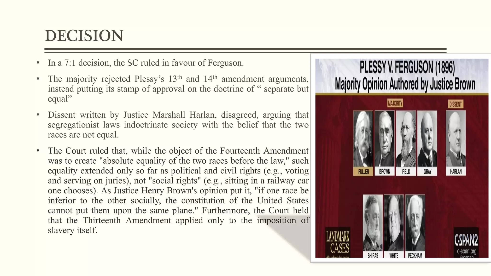 Plessy v. Ferguson Case by Shruti Misra | PDF