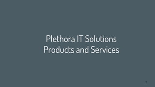 1
Plethora IT Solutions
Products and Services
 