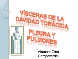Vísceras de la cavidad torácica Pleura y pulmones Alumna: Gina Campoverde L. 