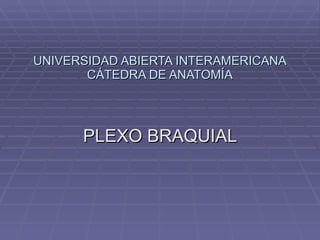 UNIVERSIDAD ABIERTA INTERAMERICANA CÁTEDRA DE ANATOMÍA PLEXO BRAQUIAL 