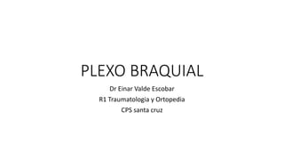 PLEXO BRAQUIAL
Dr Einar Valde Escobar
R1 Traumatologia y Ortopedia
CPS santa cruz
 