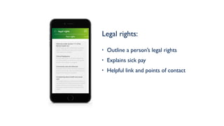 Legal rights: 
• Outline a person’s legal rights
• Explains sick pay
• Helpful link and points of contact
Your rights
Aftercare under section 117 of the
Mental Health Act
A brief legal guide to aftercare, including
details of where you can go for further
information or support.
Clinical Negligence
A brief legal guide to clinical negligence,
including details of where you can go for
further information or support.
Community care and aftercare
Answers some of the common questons
about community care and aftercare and
explains the options available.
Complaining about health and social
care
This legal briefing summarises the law on
confidential information and the principles
under which such information may be
disclosed under the Data Protection Act
1998.
Consent to treatment
Answers some of the common questions
about consent to medical treatment and
explains the options available.
Context
 
