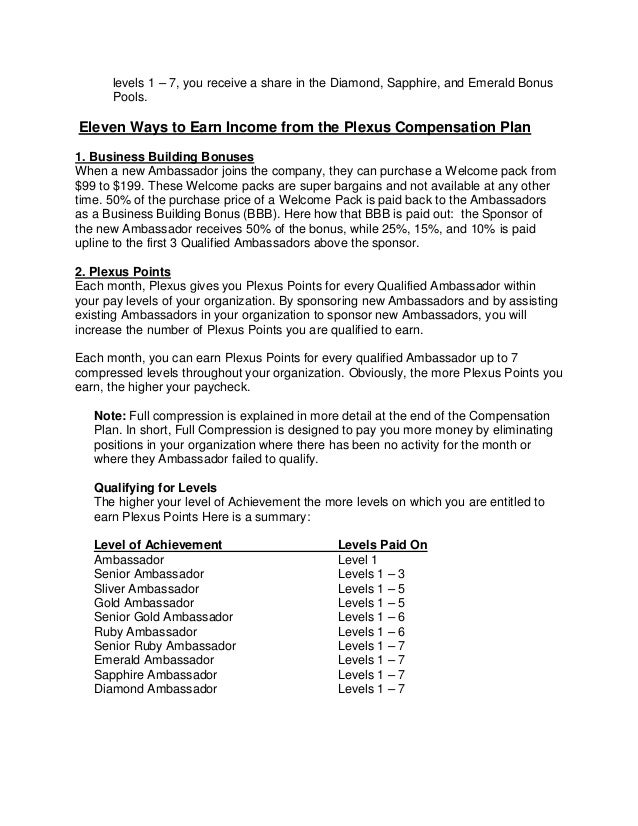 plexus compensation plan