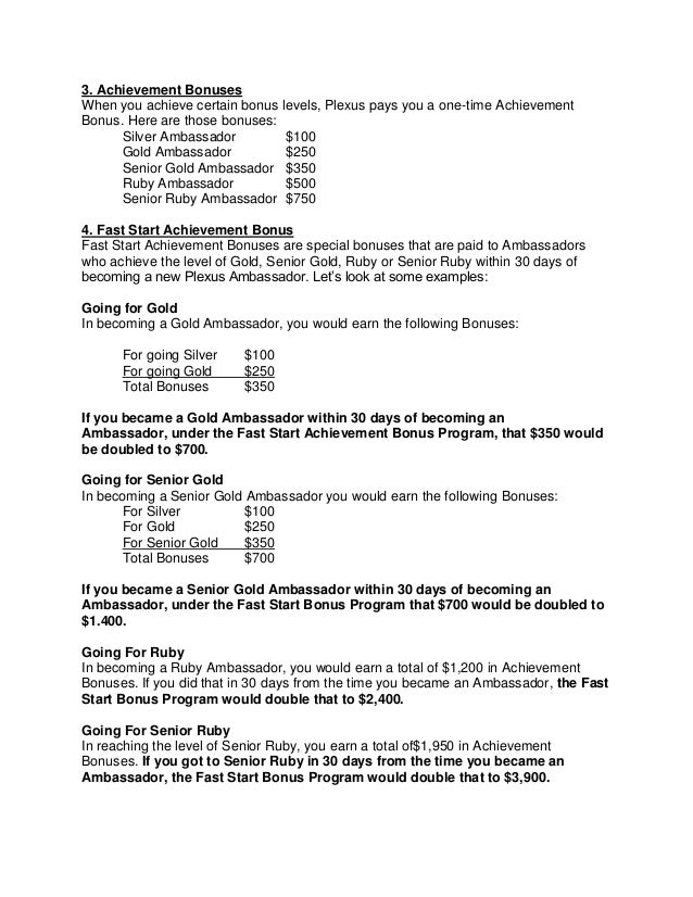 Plexus Compensation Plan