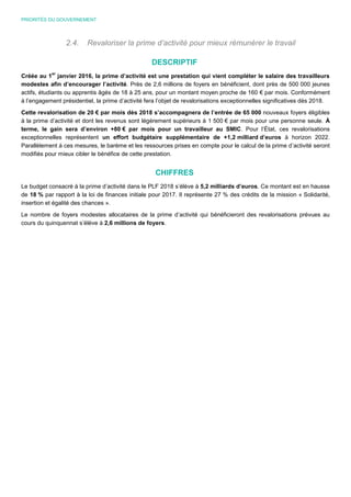 PRIORITÉS DU GOUVERNEMENT
3.2 Mesures en faveur des indépendants : relèvement des seuils « micro » et
exonération de CFE p...