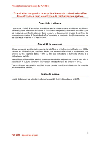 Projet de Loi de Finances pour 2015